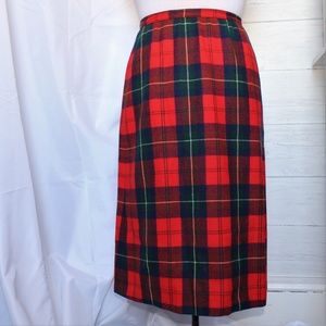 70s Vintage Pendleton Plaid Wool Skirt